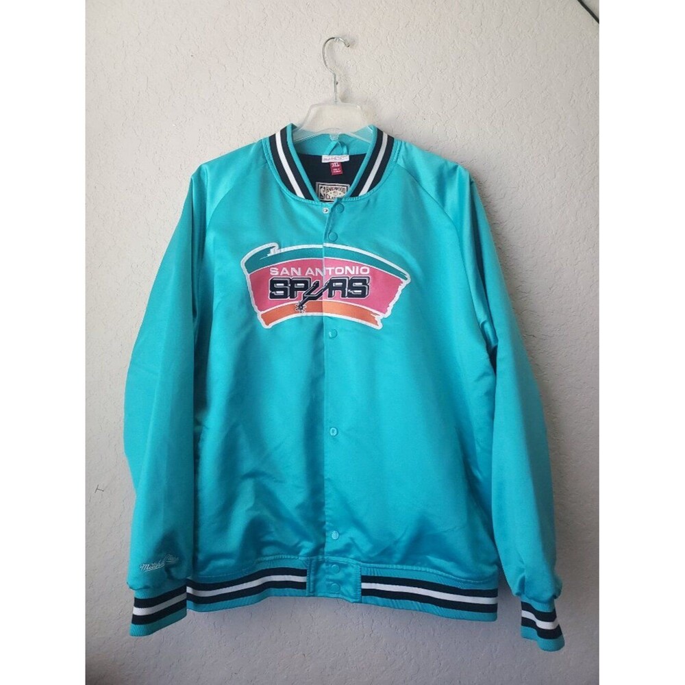 Mitchell & Ness San Antonio Spurs Hardwood Classics Teal Satin Jacket 3XL